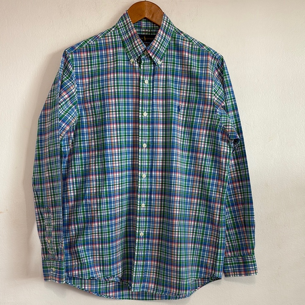 Ralph Lauren Blue and Green Casual Button Down Shirt